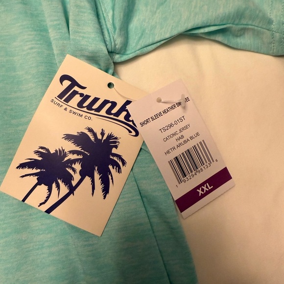 Aruba Blue Heather Swim Tee. Relaxed Fit 3/4 Sleeve T-Shirt - Picture 6 of 6